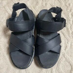 Dr. Martens Black Strap Wedges Platform Sandals